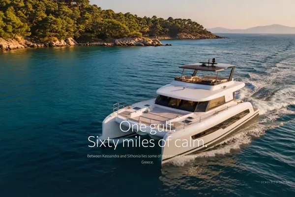 Chalkidiki Yachts private charter website by AEN Media — bilingual yacht fleet presentation for Sithonia
