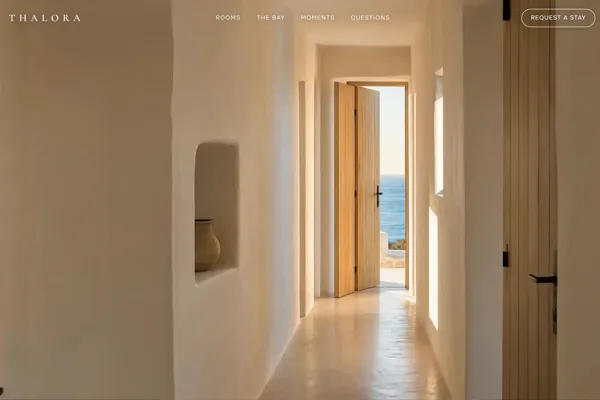 Thalora boutique hotel website by AEN Media — cinematic canvas scroll film for Sithonia, Halkidiki