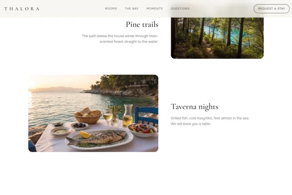 Thalora moments section — production-ready code by AEN Media Stuttgart-Thessaloniki